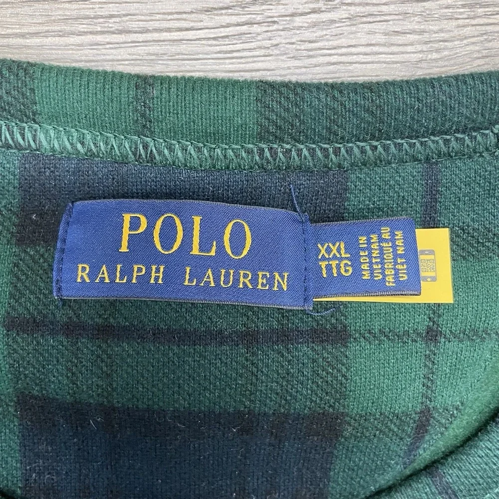 Polo Ralph Lauren Tartan Plaid Crest Crewneck Sweatshirt Men Sz XXL READ Prep